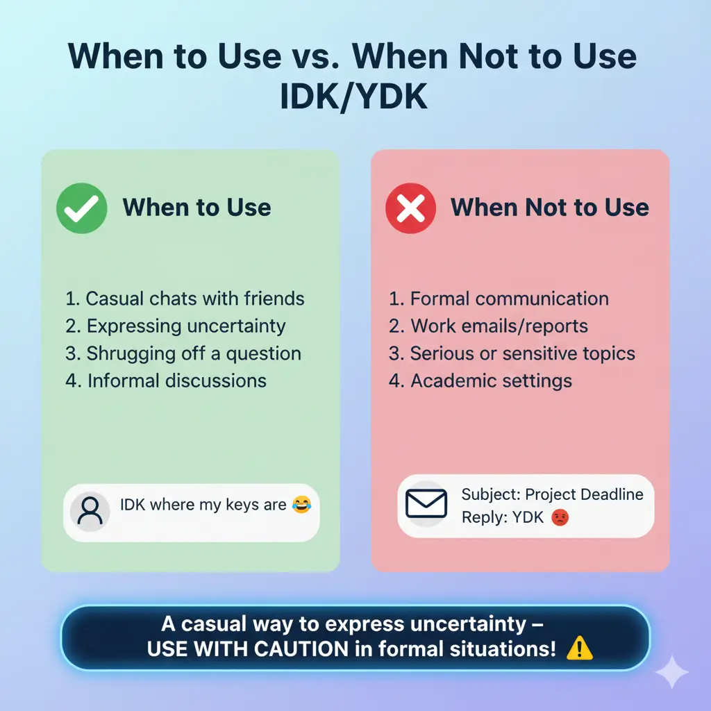 When to Use and When Not To Use IDK/YDK
